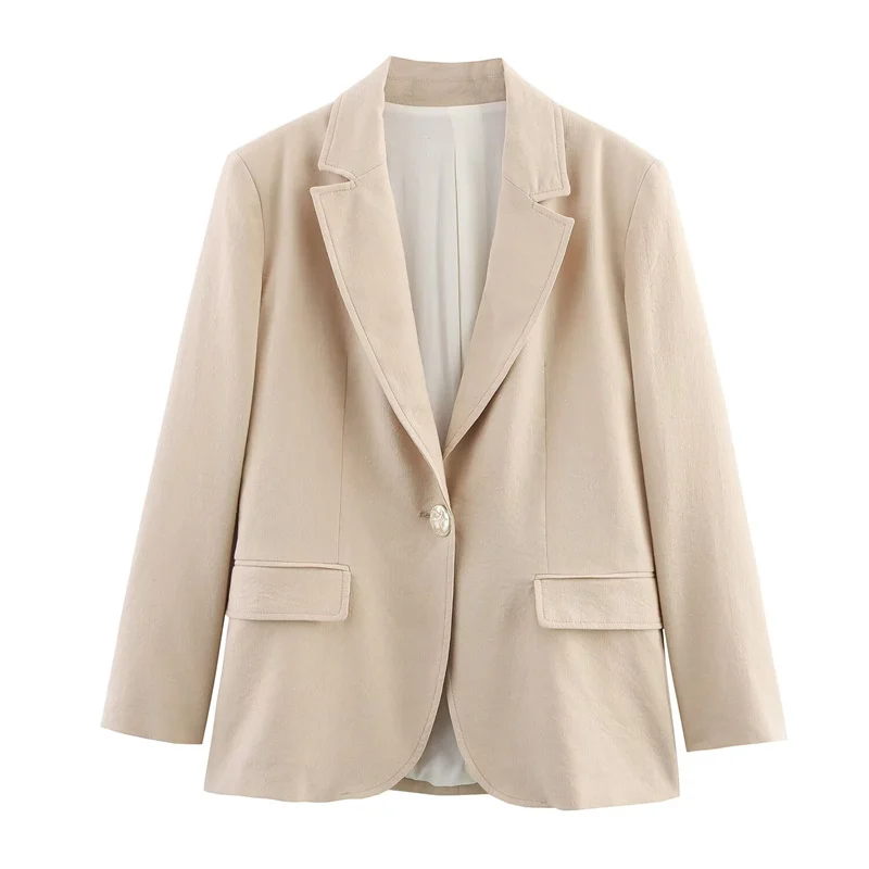 Guobioziy Women's Coat 2026 Early Autumn New Style Fashionable Commuter Long-Sleeve Single-Button Lapel Casual Blazer
