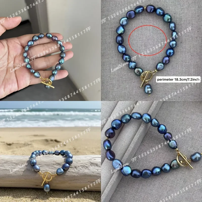 Irregular Black Baroque Freshwater Pearl Bracelet Fashionable Versatile Business Casual Jewelry Perfect for Work Vacation