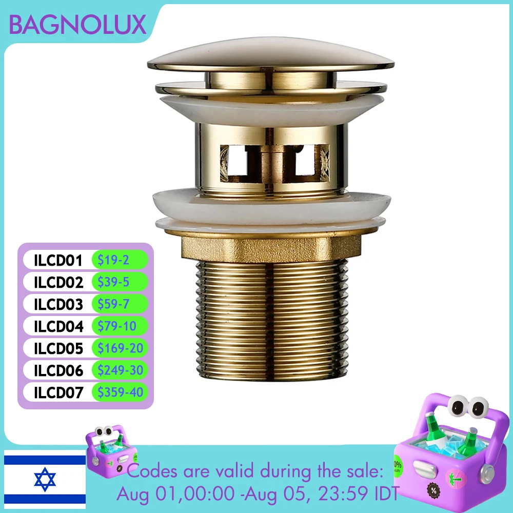 Pop Up Drain Button Bathroom Sink Plug Drainer Siphon Waste Stopper Wash Basin Faucet Accessory Washbasin Pipe Black Gold Rose