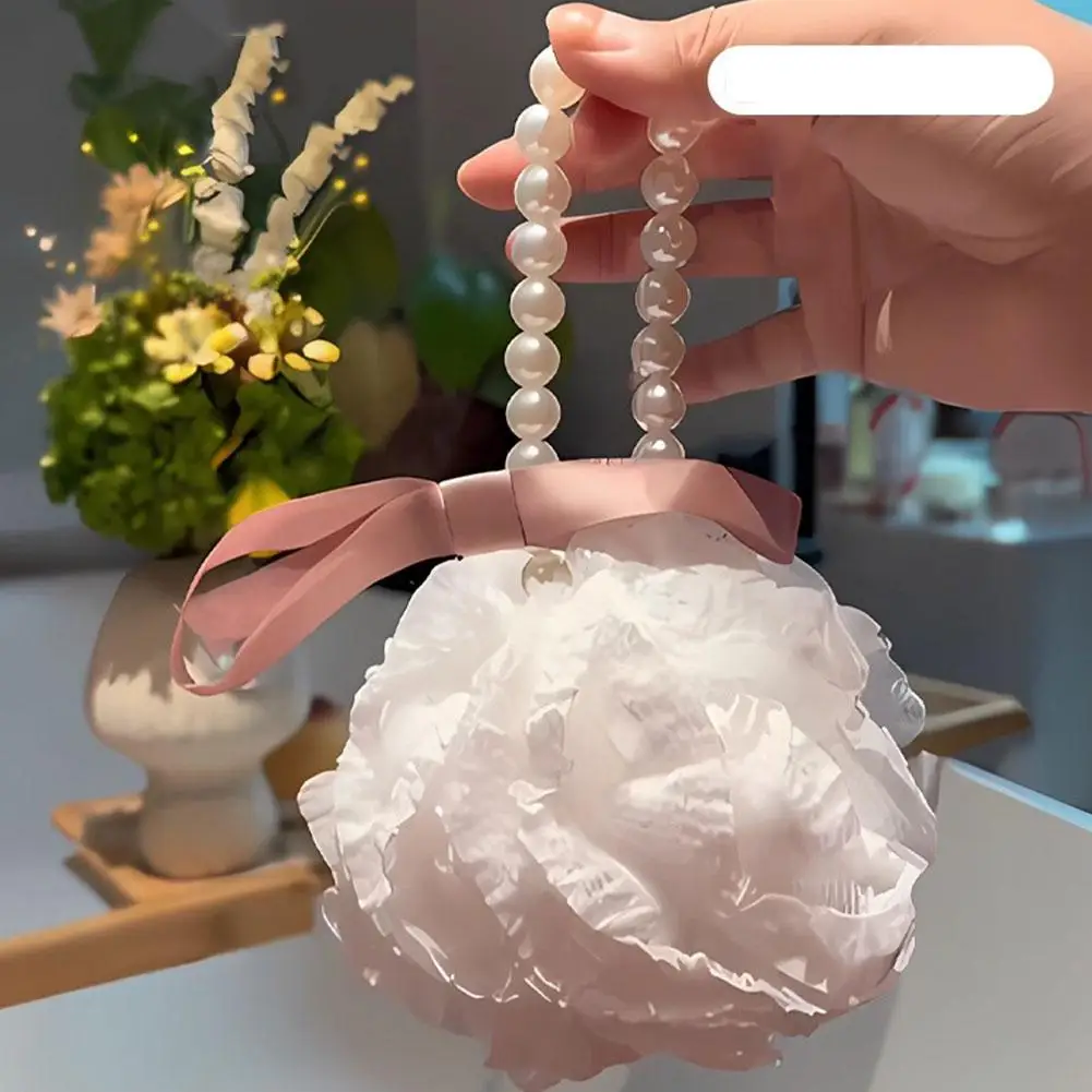 

Cute Bow Pearl Lace Bath Flower Sparkling Women's Bath Bubble Ball Home Bath Ball S7E7