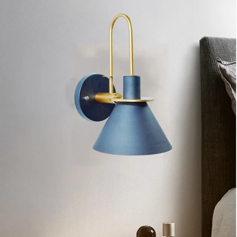 Creative postmodern simplicity Nordic living room stairs aisle bedroom bedside macaron horn wall lamp hotel background