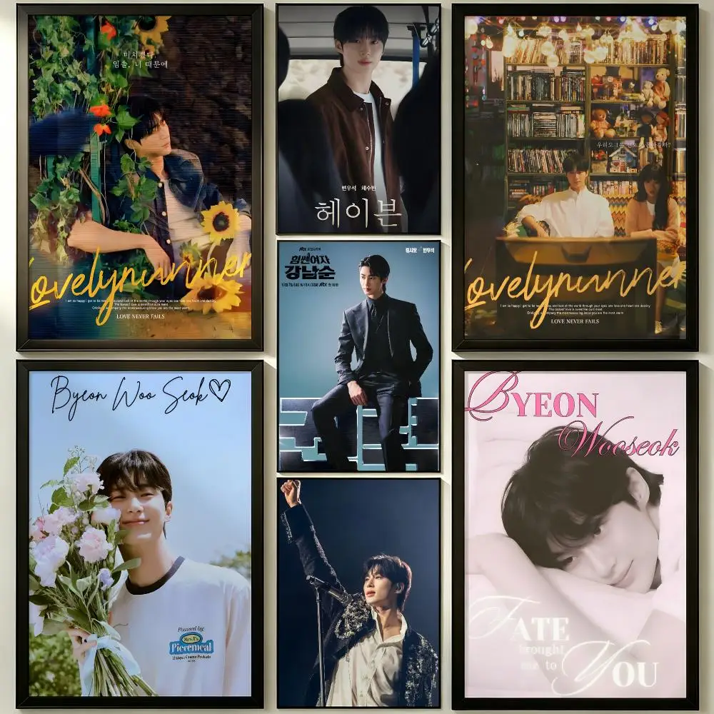 actor Byeon Woo-seok Poster Wall Sticker Poster Decal PP Material Self-Adhesive Waterproof for Living Room Home Wall Decor
