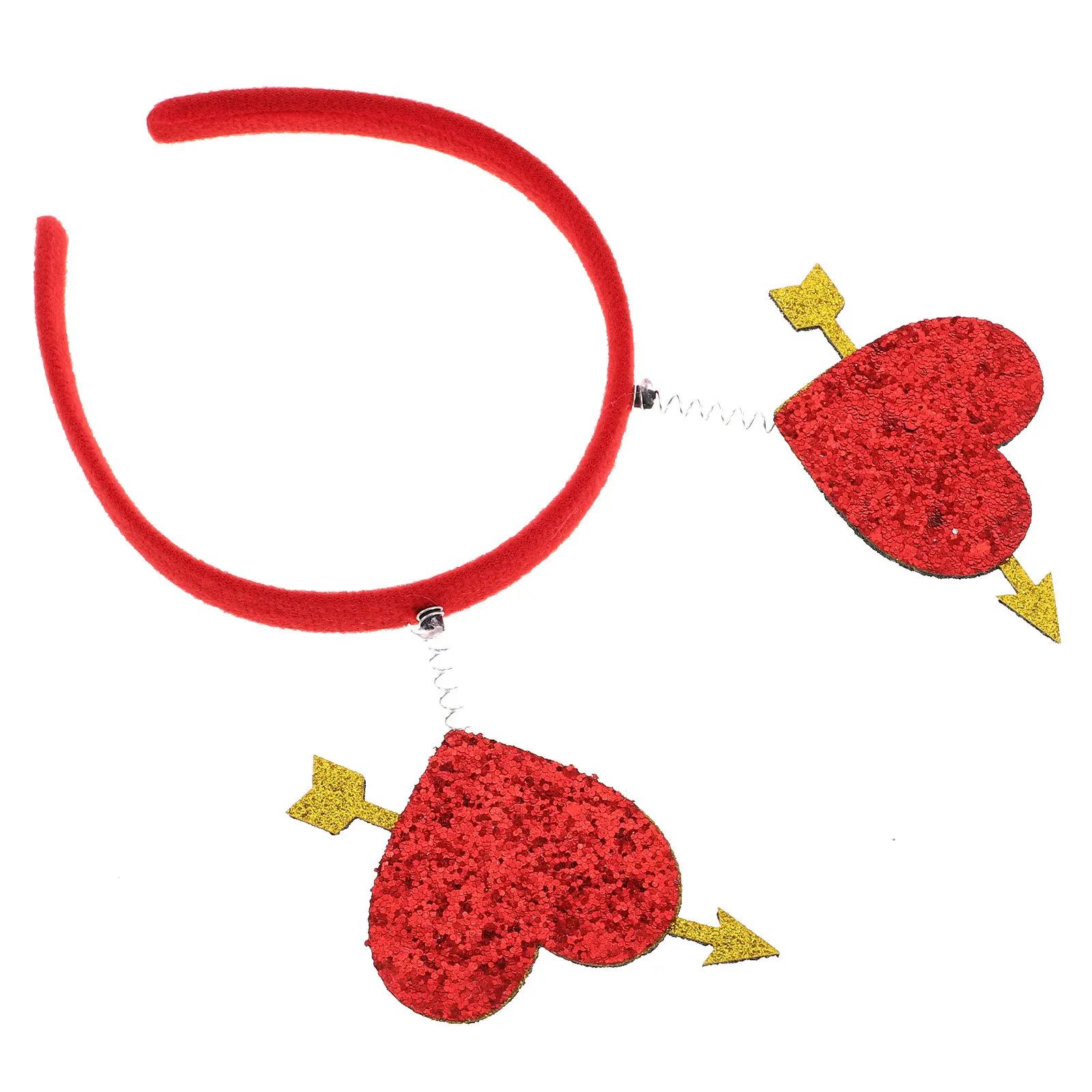 

1 Piece Heart Shaped Headband Valentine's Day Glitter Arrow Hairband Bopper for Wedding Party Romantic Accessories