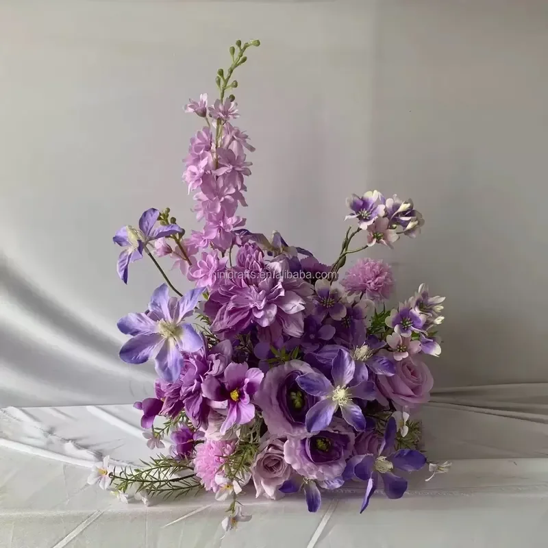 NI Silk Simulation Purple Green Table Flower Ball Wedding Venue Layout Road Flower Window Decoration Hotel Lobby Banquet