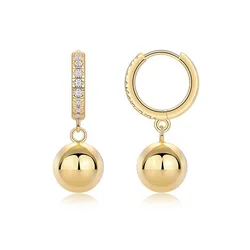 Earrings 925 Sterling Silver Original Certified Round Moissanite Yellow Gold Drop Earrings Jewelry
