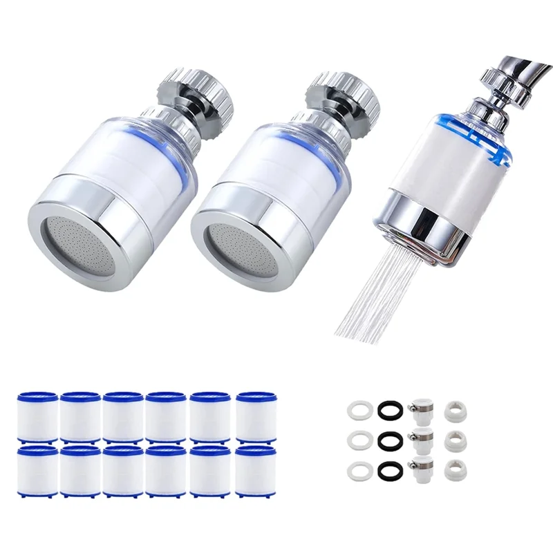 

Фильтр для воды для кухонного крана AAAF, универсальный 360° ° Вращающийся фильтр для воды для раковины в ванной комнате - 3 комплекта смесителей