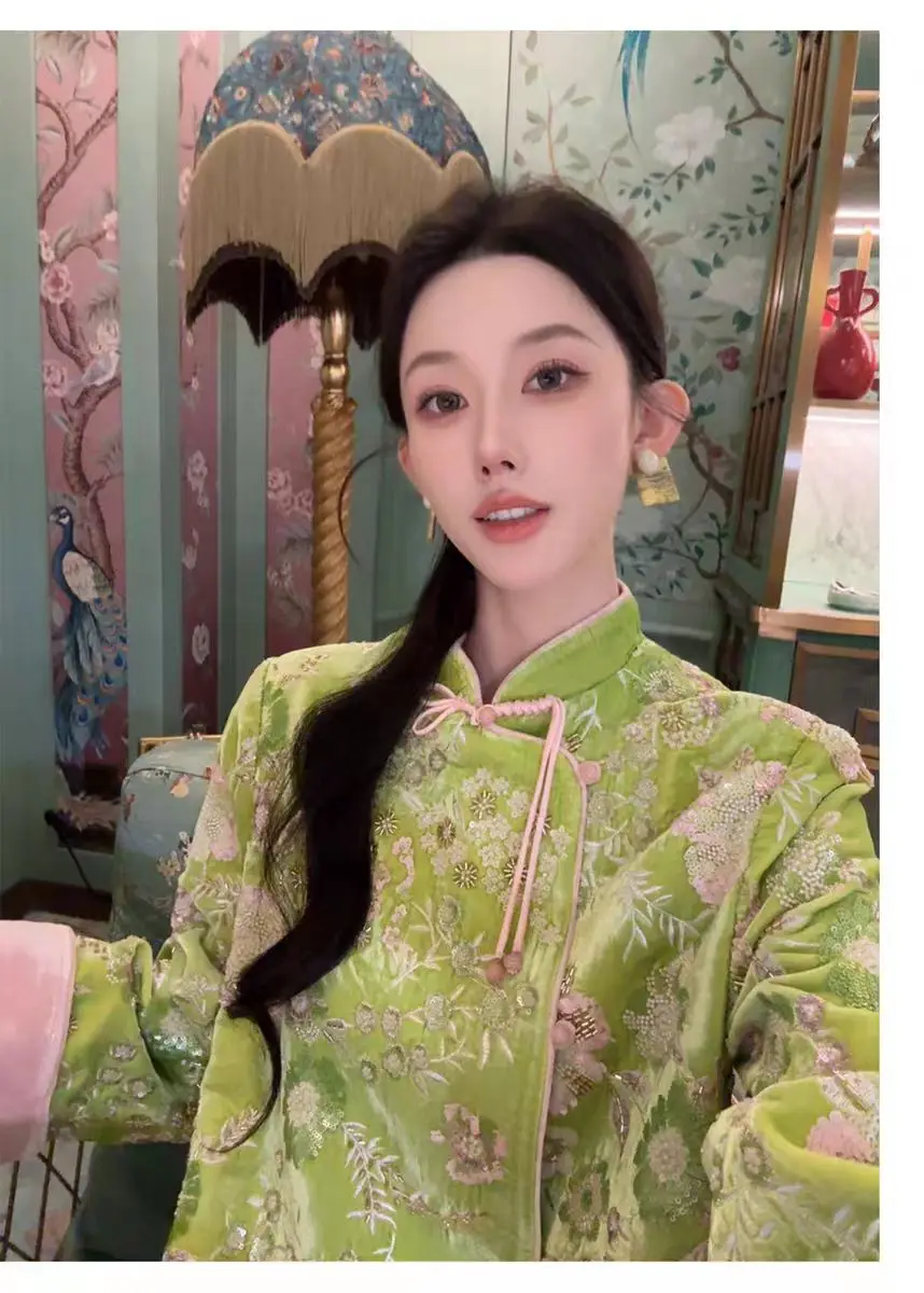 Lente- en herfstkwaliteit Nieuwe collectie Opstaande kraag Handgemaakte knoop + elegante damesjas in contrasterende kleur S-XL