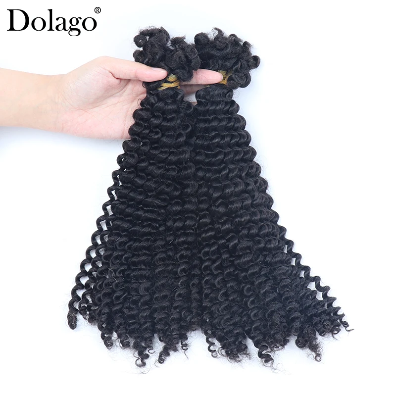 Kinky Curly Bundles No Weft Microlocs Hair Extensions Human Hair Boho Knotless Locks Braids Bohemian Bulk Hair For Braiding