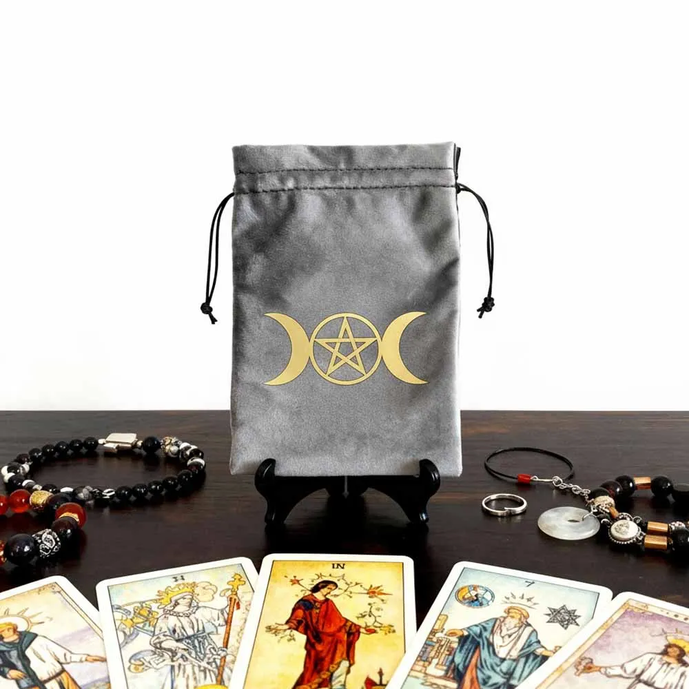 

2-Pack Tarot Card Storage Velvet Bag Set, Drawstring Flannel Pouches for Oracle Cards Travel Jewelry Dice Coin Bag