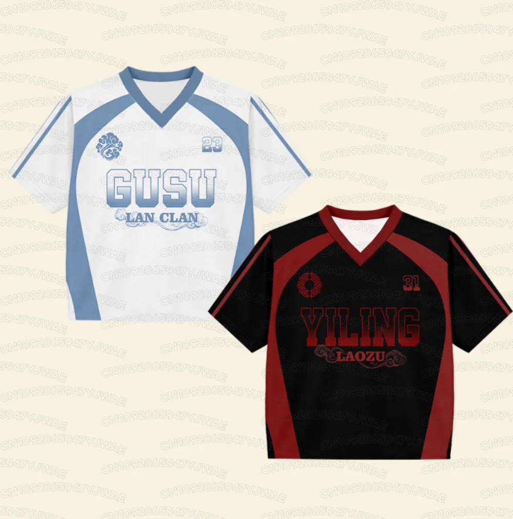 2026 Men's Women's MDZS Gusu Lan Zhan Wei Wuxian V-neck Jersey Cosplay Fan Tee Streetwear Short Sleeve T-shirt Tops
