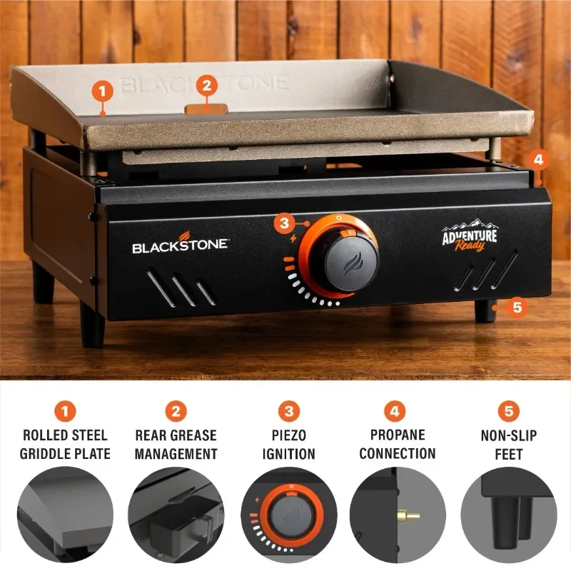 شواية بلاكستون أدفينشر جاهزة لشعلة واحدة مقاس 17 بوصة مع أقدام غير قابلة للانزلاق