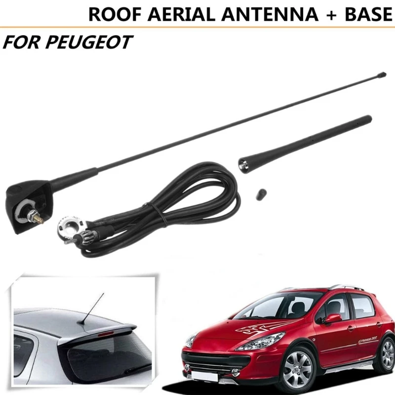 Car Roof Mount Antenna Aerial Base Mast Wire Cable FM Amplifier Compatible For 106 205 206 306 307 309 406 806