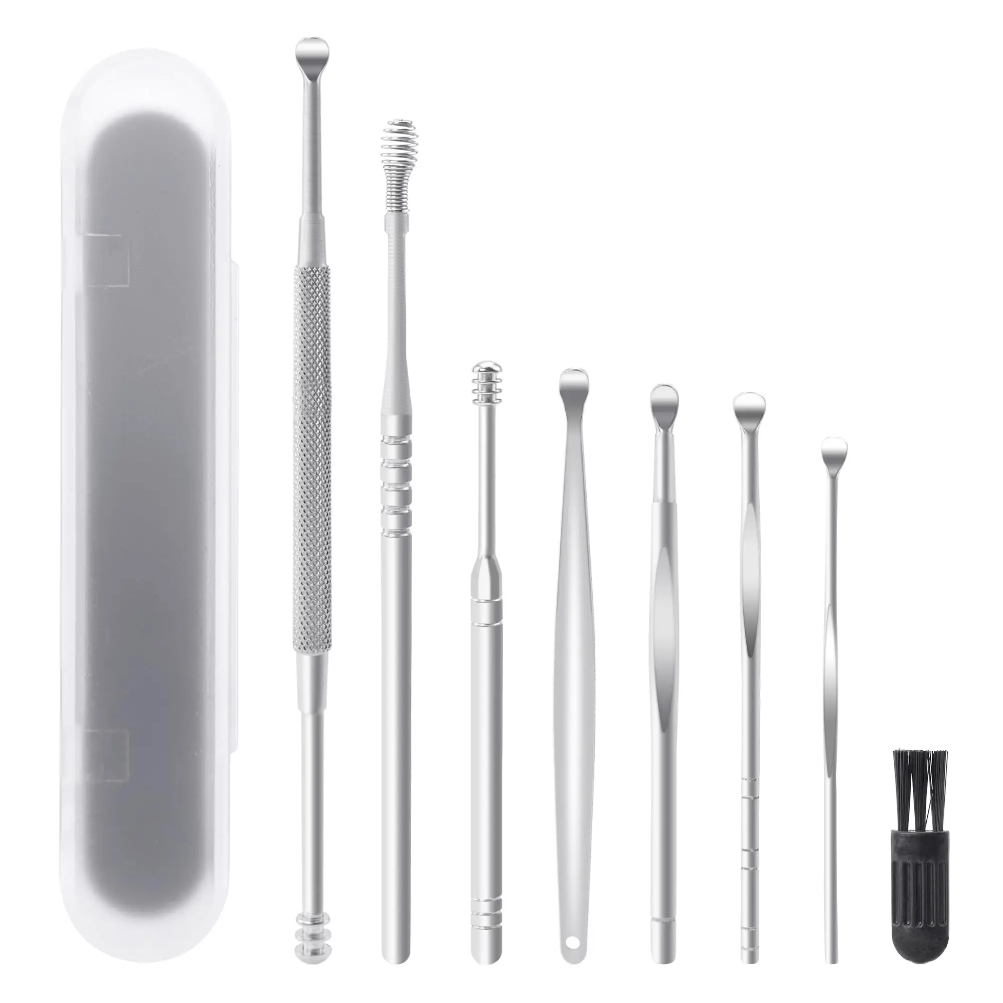 8 PCS Ear Cleansing Tool Set Stainless Steel Earwax Removal Tools Ear Wax Removal kit with a Cleaning Brush and Storage Box