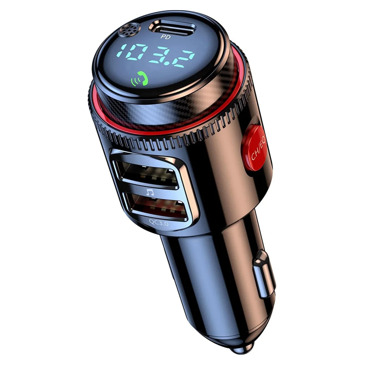 Car Bluetooth Adapter, Wireless FM Transmitter,Dual Fast Charging, Cigarette Lighter Radio MP3 Player, HiFi Bass Sound