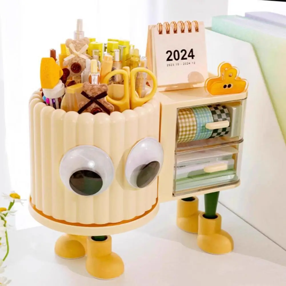 

Красочный органайзер для ручек, вращающийся держатель для ручек с выдвижным ящиком, настольный органайзер, многофункциональный ящик для хранения для детей