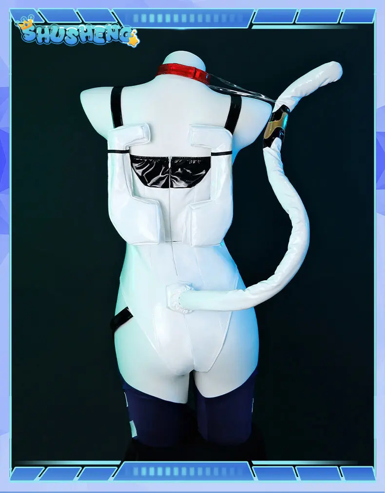

Ayanami Rei Cat Ear Handmade Anime EVA Cosplay Costume Women sexy leather jumpsuit glove sock headwear Halloween party uniform
