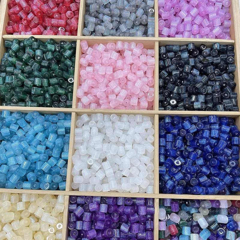 starry sky style 230pcs/lot 8mm color glitter geometry cylinder shape acrylic beads diy jewelry accessory