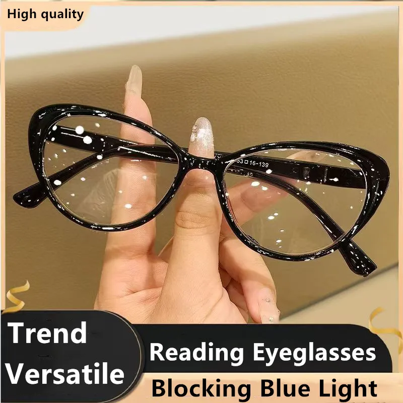 2025New امرأة نظارات للقراءة عالية الجودة المضادة للبلط ، نظارات ، موضة تنوعا الرجعية عين القط الربيع المفصلي القراء