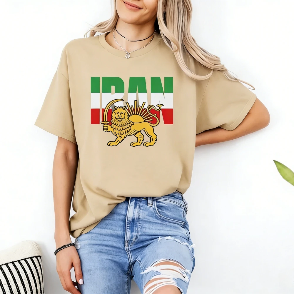 LRAN Flag T-Shirt Persian Lion and Sun Graphic Tee Shir-o-Khorshid Shirt Patriotic Persian Pride Apparel Men Women Casual Tops