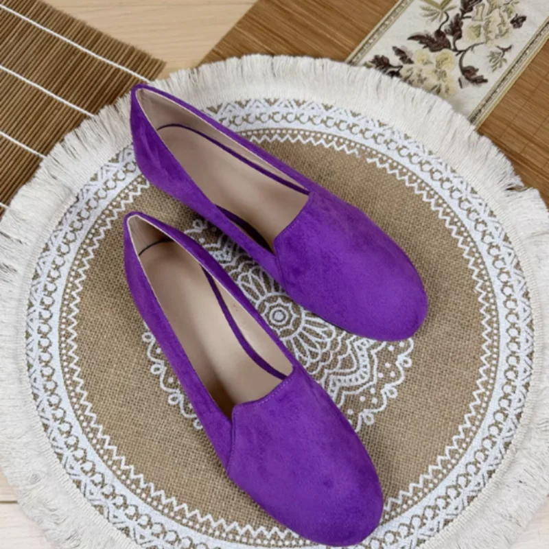 Women\'s Long Toe Seam Flats Long Toe Flock European And American Loafers For Driving And Walking Wide Fits Plus Sizes 33-48 28cm