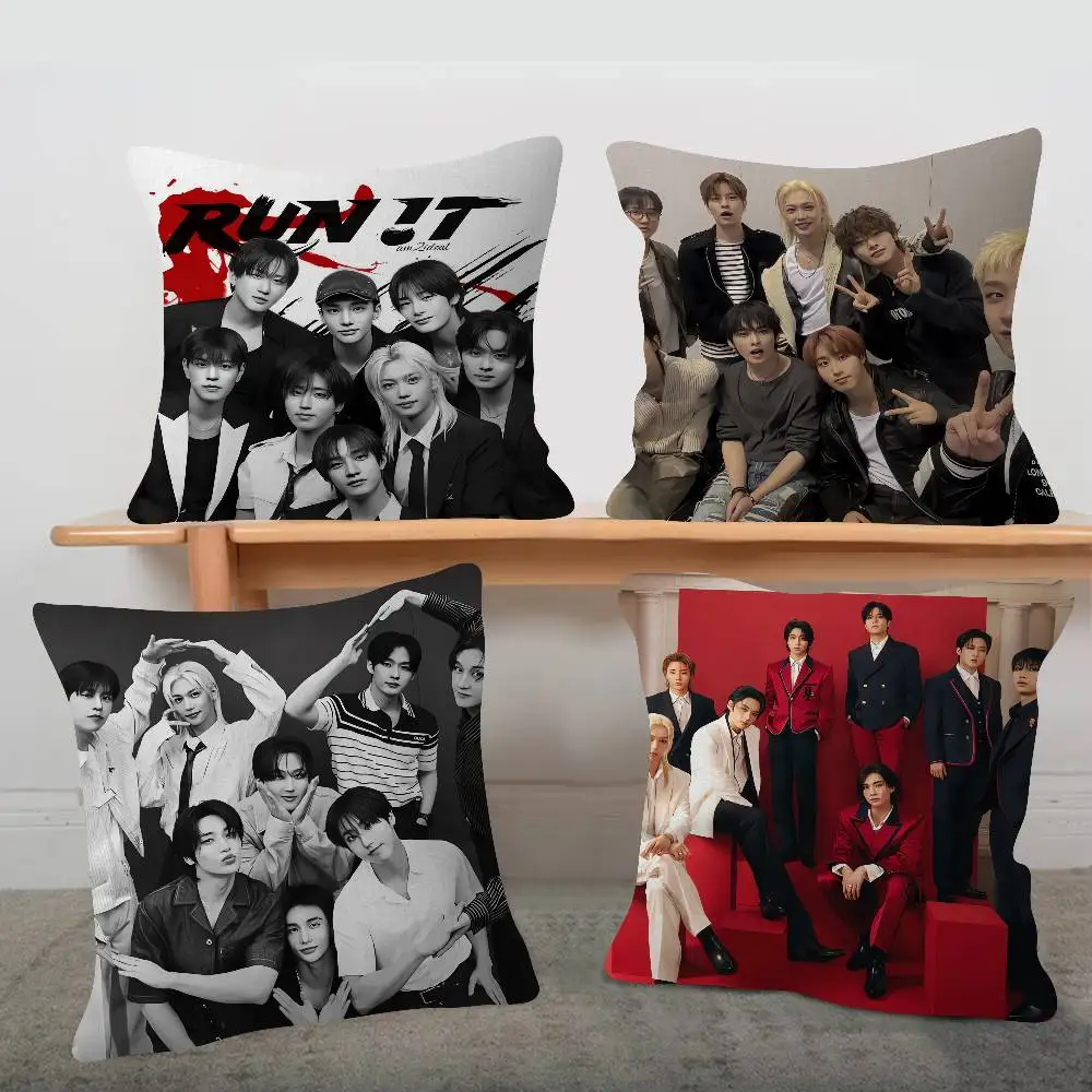 KPOP Stray Kids Cute Cartoon Two-dimensional Pillowcase Bedroom Sofa Cushion Cover Nap Pillow Cover