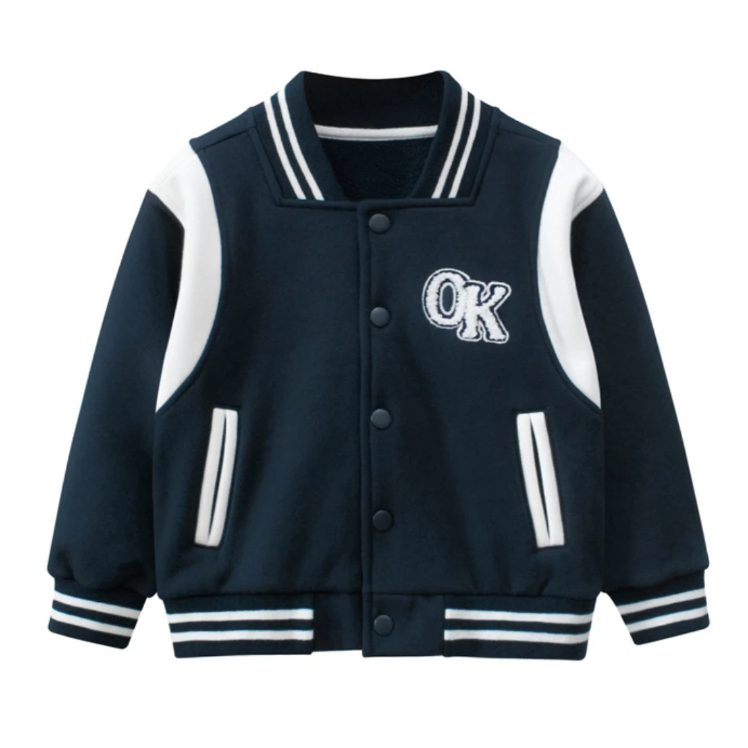 School Child Baseball Jacket Boys Girls Gray Casual Hoody Kids Outerwear  Spring Kids Clothes 3 4 6 8 10 Years Old OKH239001