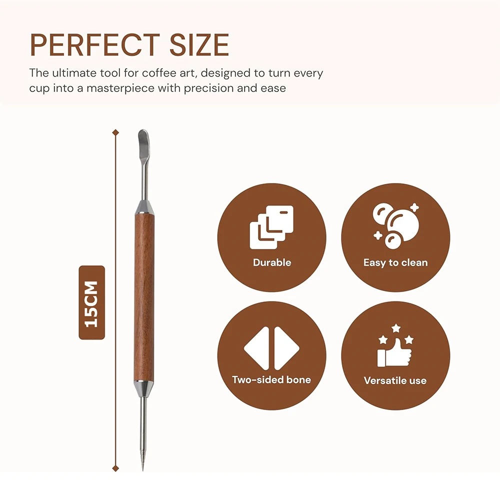 LMETJMA Coffee Latte Art Pen Stainless Steel Spice Cappuccino Pull Needle Latte Coffee Decorative Art Pen Coffe Spice Pen JT291