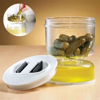 크리에이티브 피클 항아리 거꾸로 습식 및 건식 분리 저장 탱크, 사우어 오이 밀봉 절임 용기, 주방 가제트