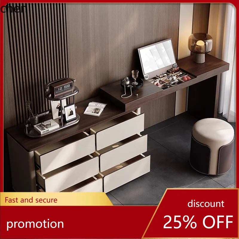 

ZML Solid Wood Extendable Six-Drawer Cabinet Bedroom Bedside Cabinet High-End Makeup Table Storage Cabinet