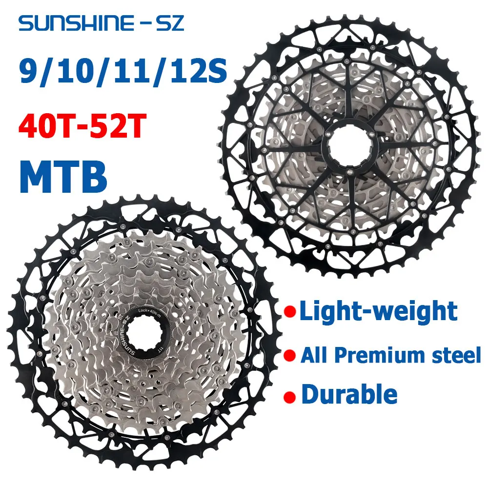 AliExpress SUNSHINE-SZ Sunshine 9 10 11 12 Speed MTB Cassette Bike Ratchet 40T 46T 52T Mountain Bike 11S K7 Bicycle Gear for Shimano M4100 M5100 M6100