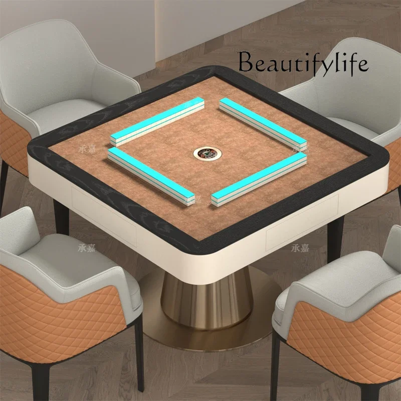 A Solid Wood Mahjong Table Automatic Electric Mahjong Machine Household Multi-functional Chess And Card Table And Chair Set