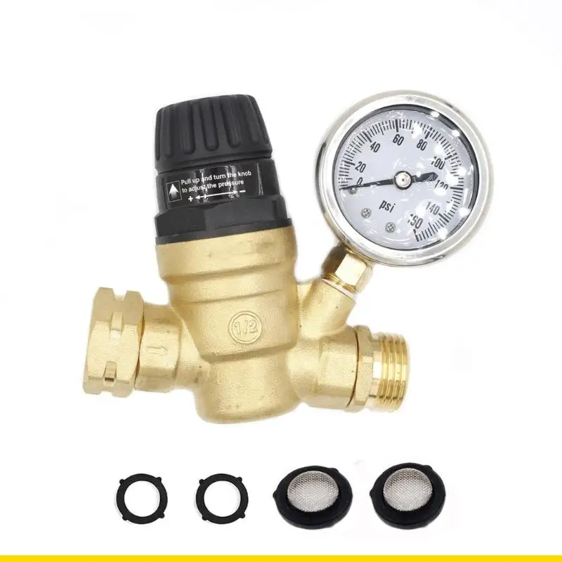 

SZCH Handle Adjustable Water Pressure Reducer RVs Water Pressure Regulator Valves for Campers Regulator Valves with Gauges