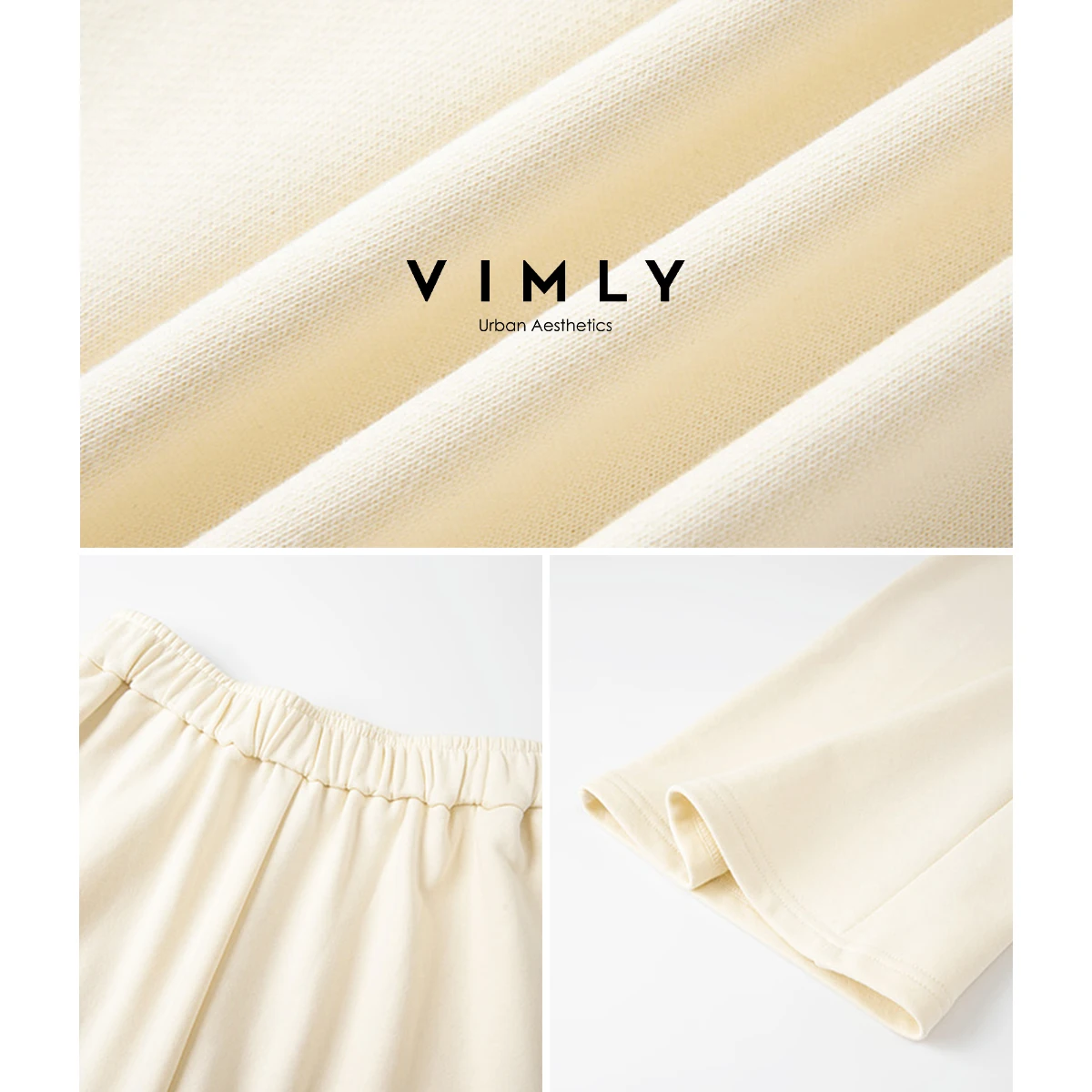 VIMLY Flared Women Apricot Pants Autumn 2025 New Elegant Strecth Knitted Casual Long Pants Fashion Pockets Woman Trousers A2855
