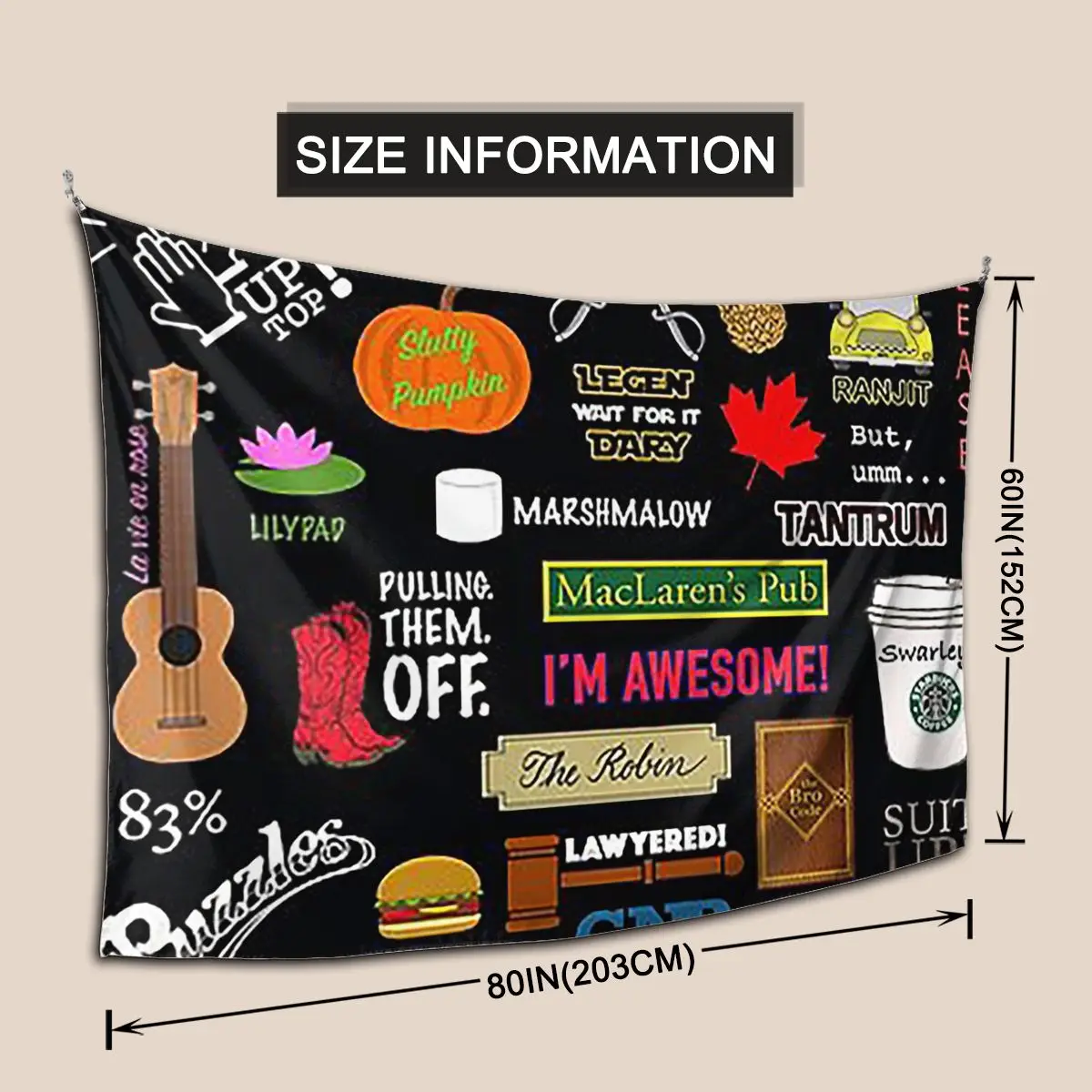 كيف قابلت أمك Himym برنامج تلفزيوني كولاج نسيج الديكور الفن المفروشات الجمالية لغرفة النوم المنزل قماش صوفي الجدار الشنق #3