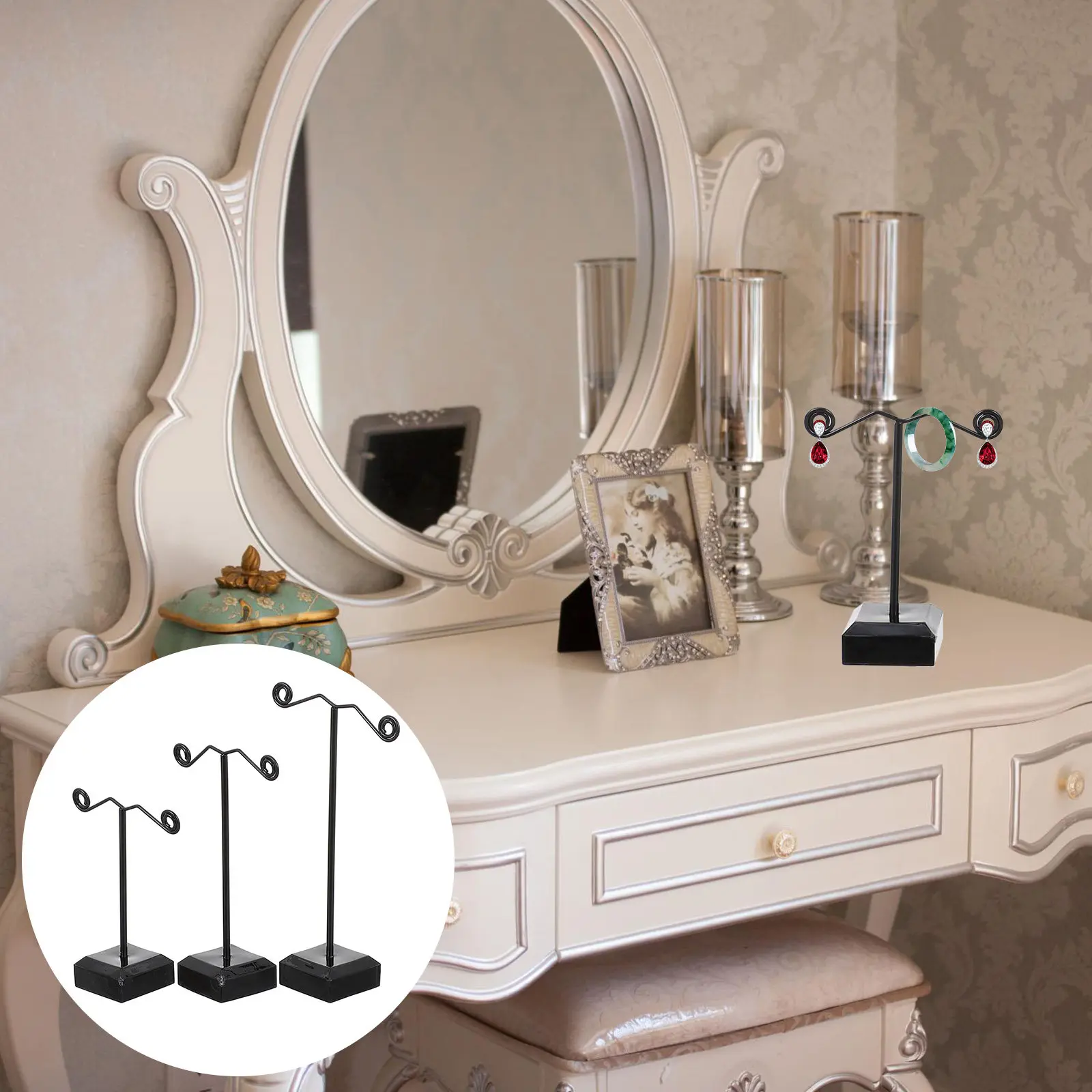 

3Pcs Jewelry Rack Earring Display Stand Acrylic Metal Holder Modern Organizer Storage for Earrings Rings Bracelets Necklaces