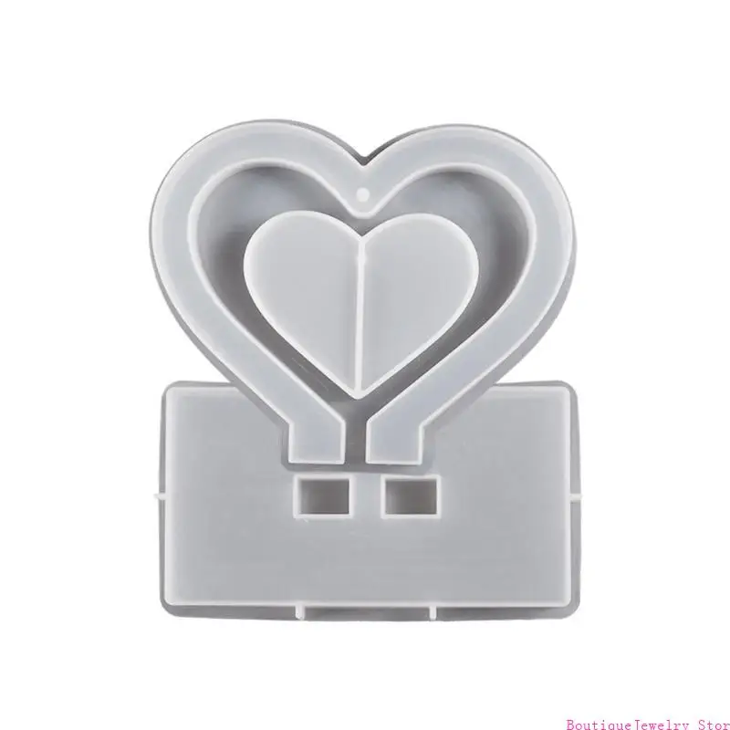 E1PE Large Photo Frame Resin Molds Heart Silicone Mold for Epoxy Resin DIY