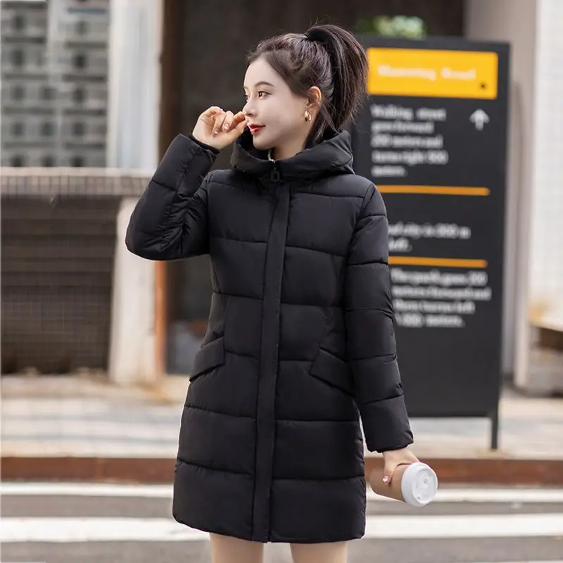 Women's Winter Thickened Jackets Heavy-Weight Coats Hooded Quilted Jacket Long Fitted Parka with Pockets Women down cotton coat