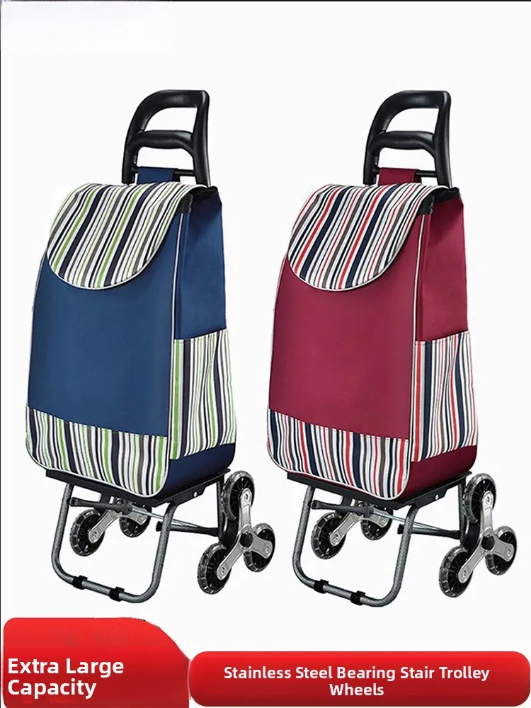 

Portable Folding Shopping Cart Hand-Pulled Vegetable Buying Cart Stair Climbing Miniature Pull Cart Household Push Cart