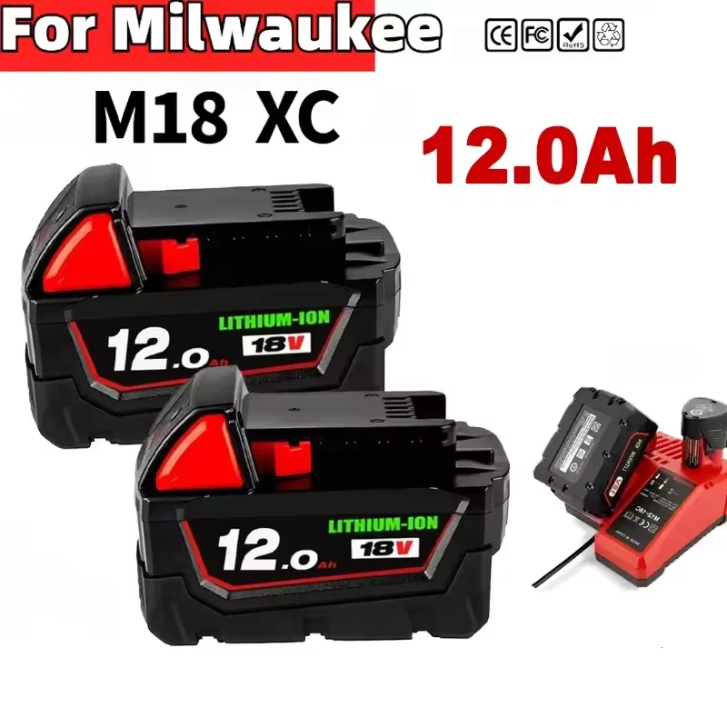 Batteria M18 12Ah Per Milwaukee 18V Xc Li-Ion M18B5 48-11-1860 48-11-1840 48-11-1850 48-11-1830 48-11-1820 Batterie Di Ricambio