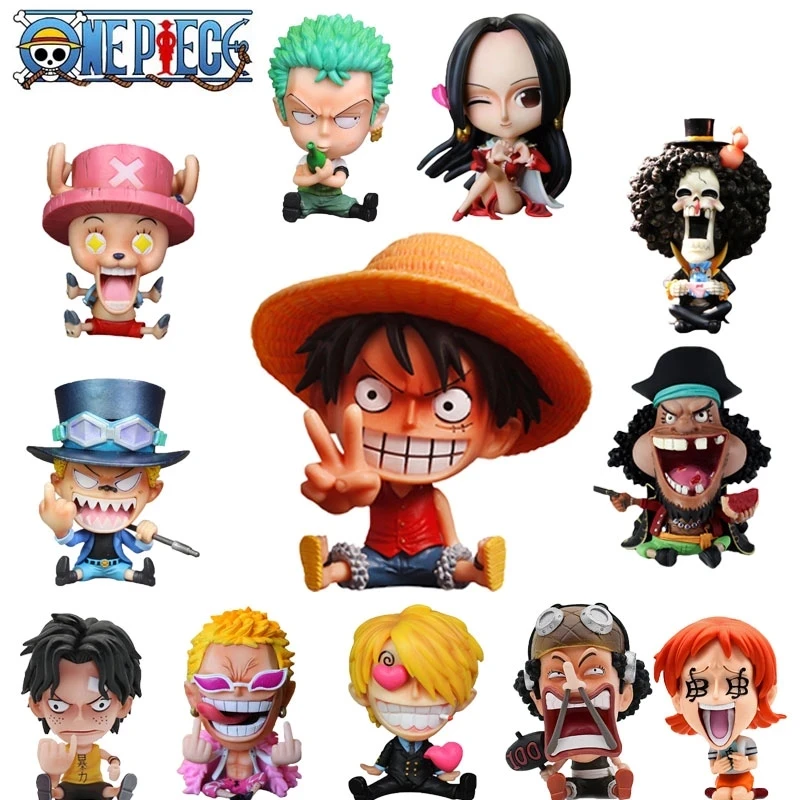 

16 Styles One Piece Zoro Luffy Sanji Anime Figure Ver. Robin Nami Brook Chopper PVC Car Decoration Figures Ace RANKY Usopp Model