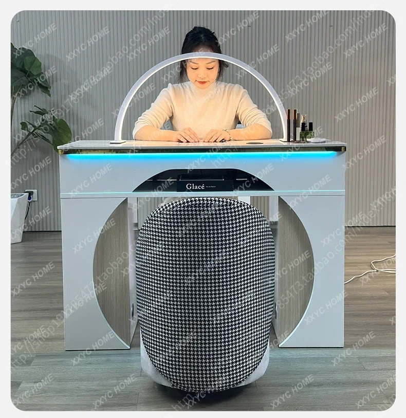 Professional With Led Light Nail Table Unique Design Beauty  Nail Table With Dust Collector Luxury Table