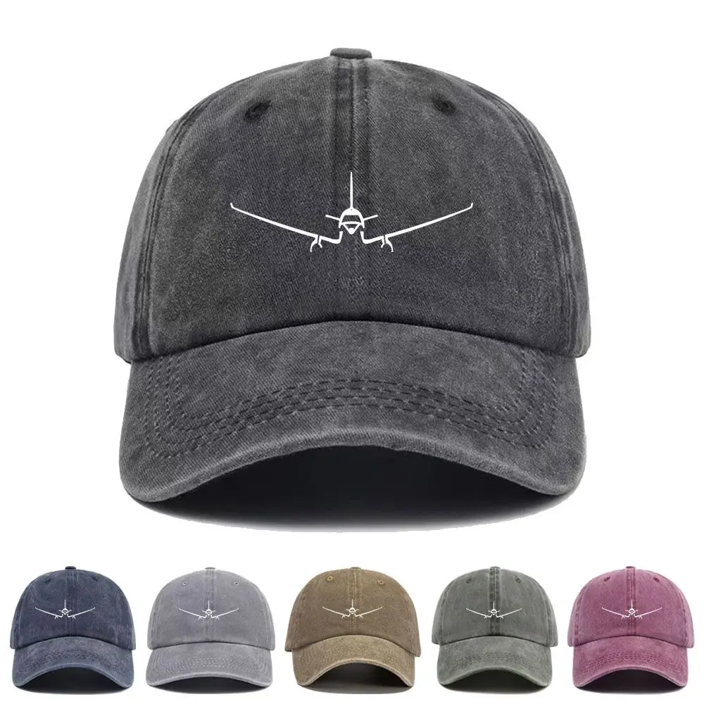Vintage Washed Baseball Cap Airplane Air Force Fighter Aircraft Print Graphic Unisex Streetwear Casual Trucker Style Cotton Hat