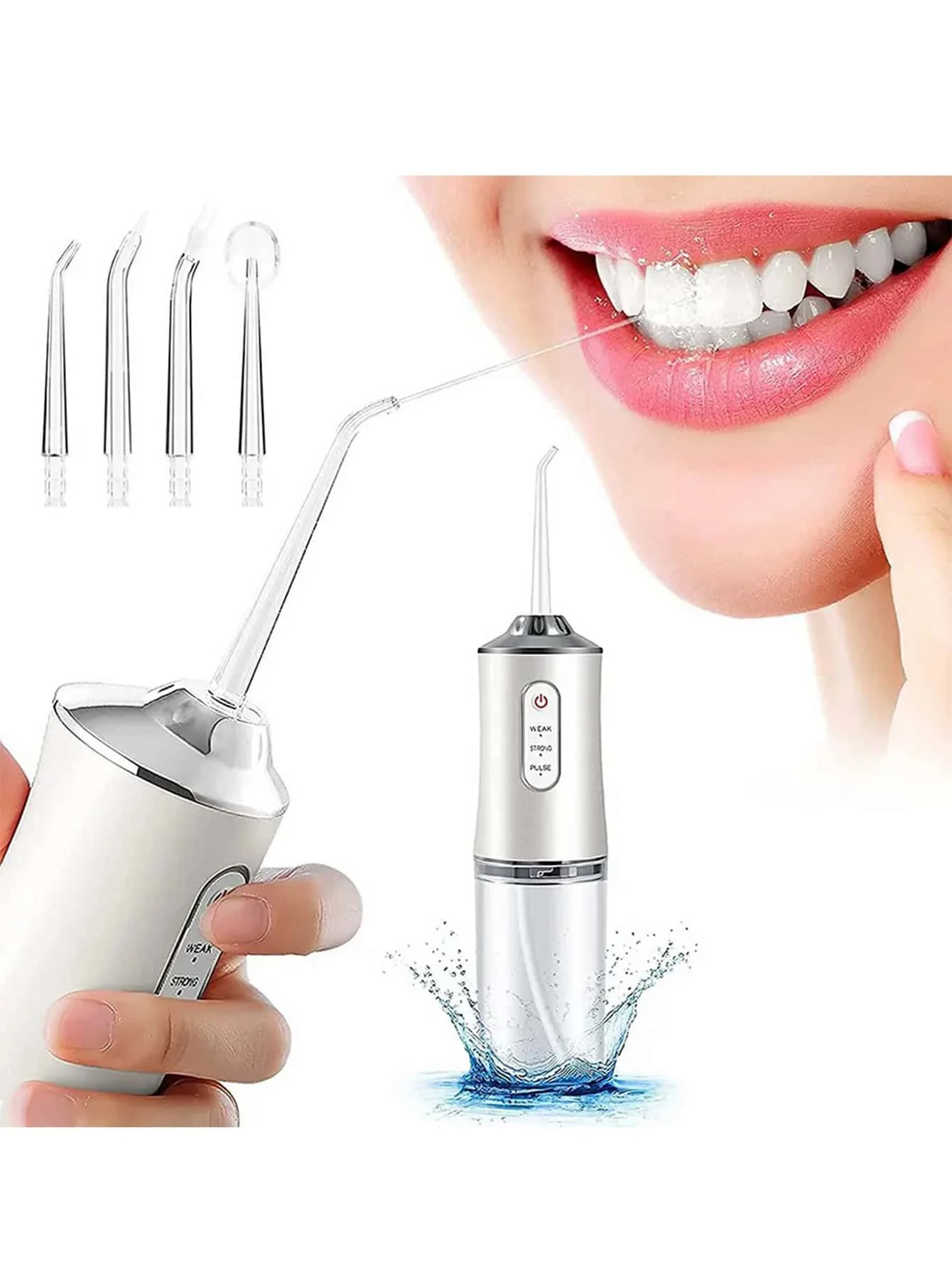 4 Nozzles Electric Water Flosser, Dental Flosser, Teeth Cleaner, Portable Oral Irrigator For Dental Calculus Plaque Tartar Remov