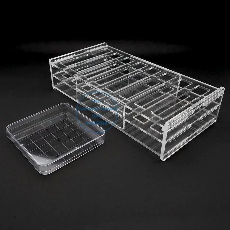 Imagem -02 - Praça Petri Dish Rack Vidro Orgânico Suporte Pmma Suprimentos de Laboratório Diâmetro 10x10cm 13x13cm 1pc