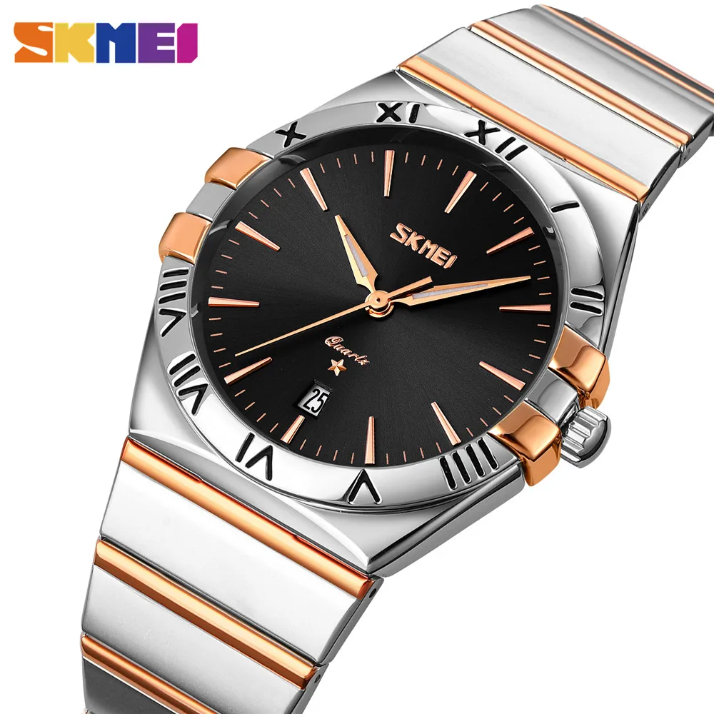 SKMEI Top Brand Luxury Stainless Steel Quartz Men Watches Waterproof Date Time Wristwatches Fashon Male Clock reloj hombre 9257