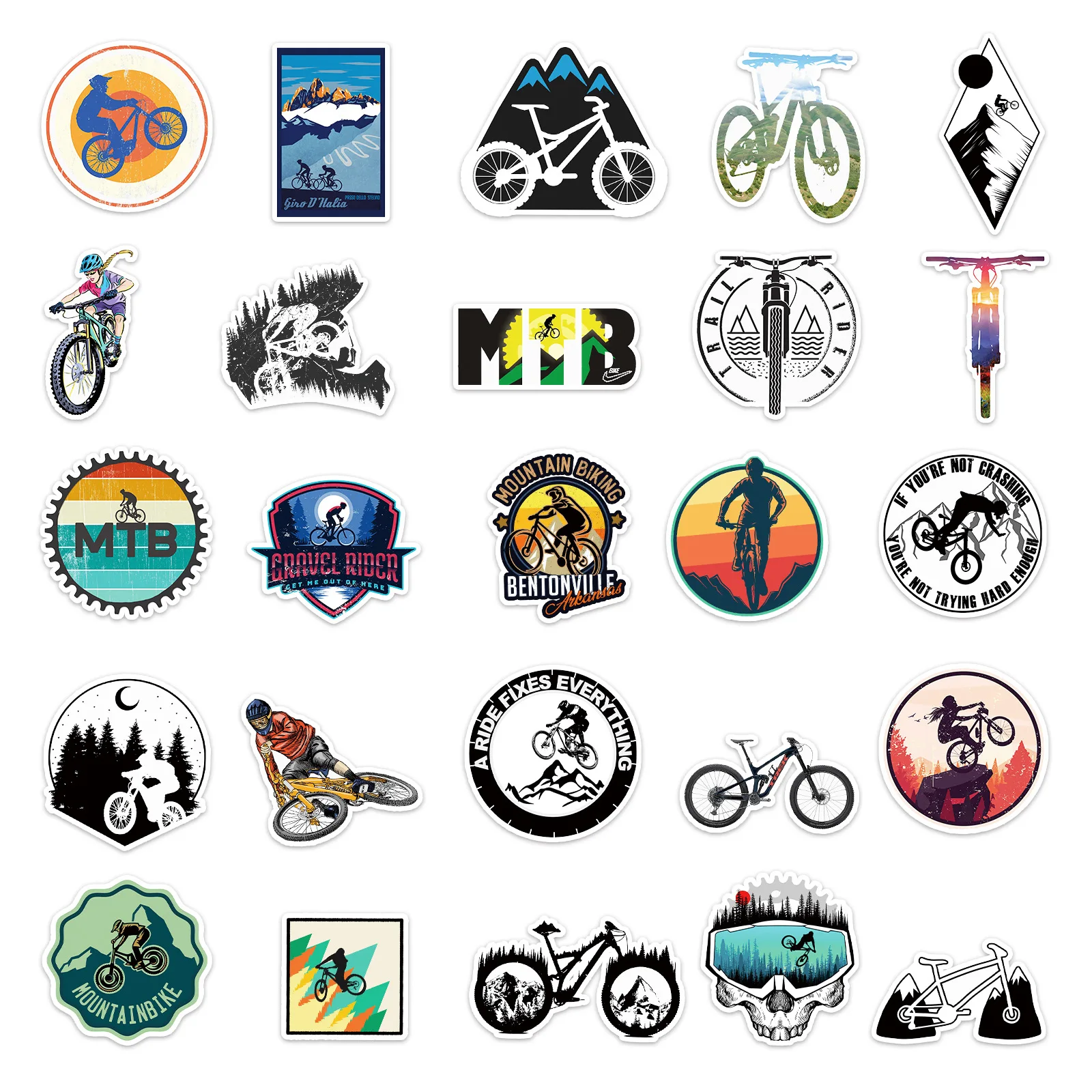 Mountain Bike Graffiti adesivos para criança, bicicleta, carro, laptop, skate, telefone, motocicleta, guitarra, decalques legais, adesivo, MTB, 50pcs