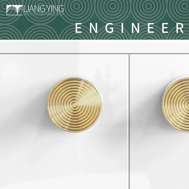 Pure Brass Gold Tone Modern Minimalist Single Hole Nordic Drawer Cabinet Door Round Handle Luxury Pulls for Furniture