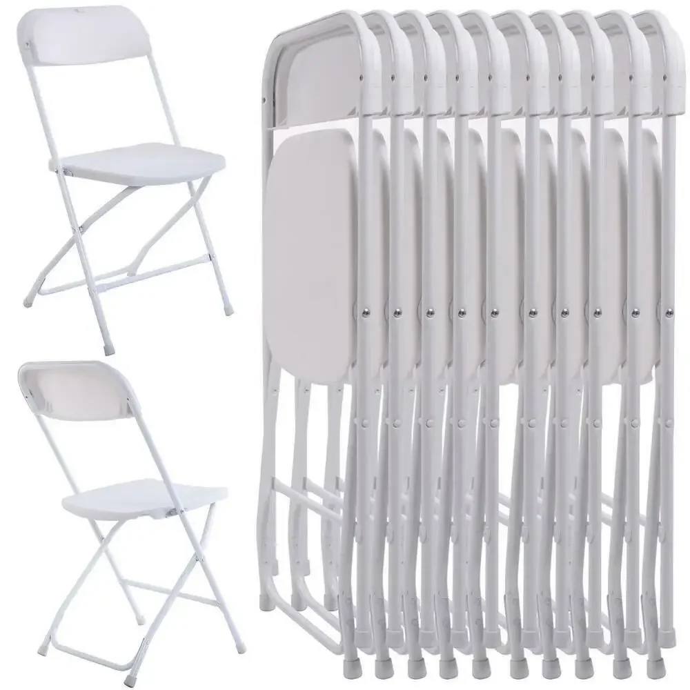 4/6/8/10/12/20Pcs Plastic Folding Chairs Stackable Wedding Party Camping Dining Seats, Home - White/Black