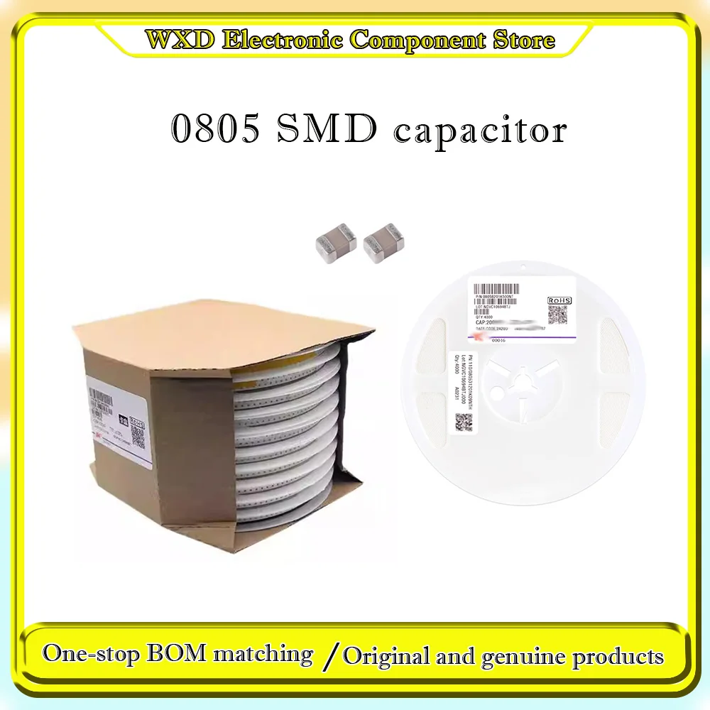 

100/4000Pcs 0805 SMD capacitance 1pF 2pF 3pF 4pF 5pF 6pF 8pF 10pF 100uF 100pF 1nF 10nF 15nF 100nF 0.1 1uF 2.2uF 4.7uF 10uF 47uF