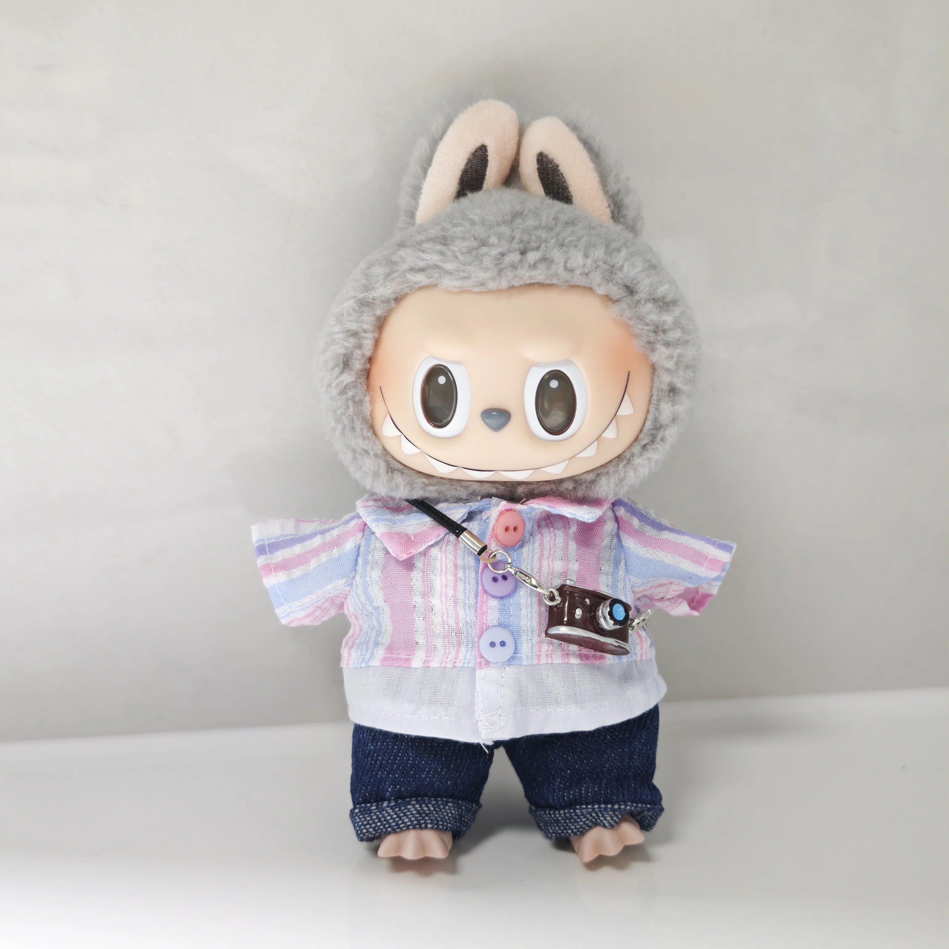 

Fashion Labubu Doll Clothing Set Casual Shirt Jeans Camera Photography Enthusiast DIY Accessories 15-17cm Clothes Toy Gift